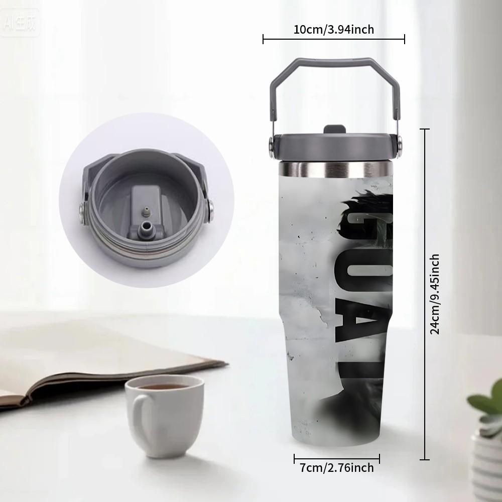 1pc 30oz stainless steel large-capacity car water bottle, Number 7 jersey Pattern，for Cristiano Ronaldo fans.for football enthusiasts. various patterns to choose from, fan gift, Outdoor camping Coffee Cups & Mugs