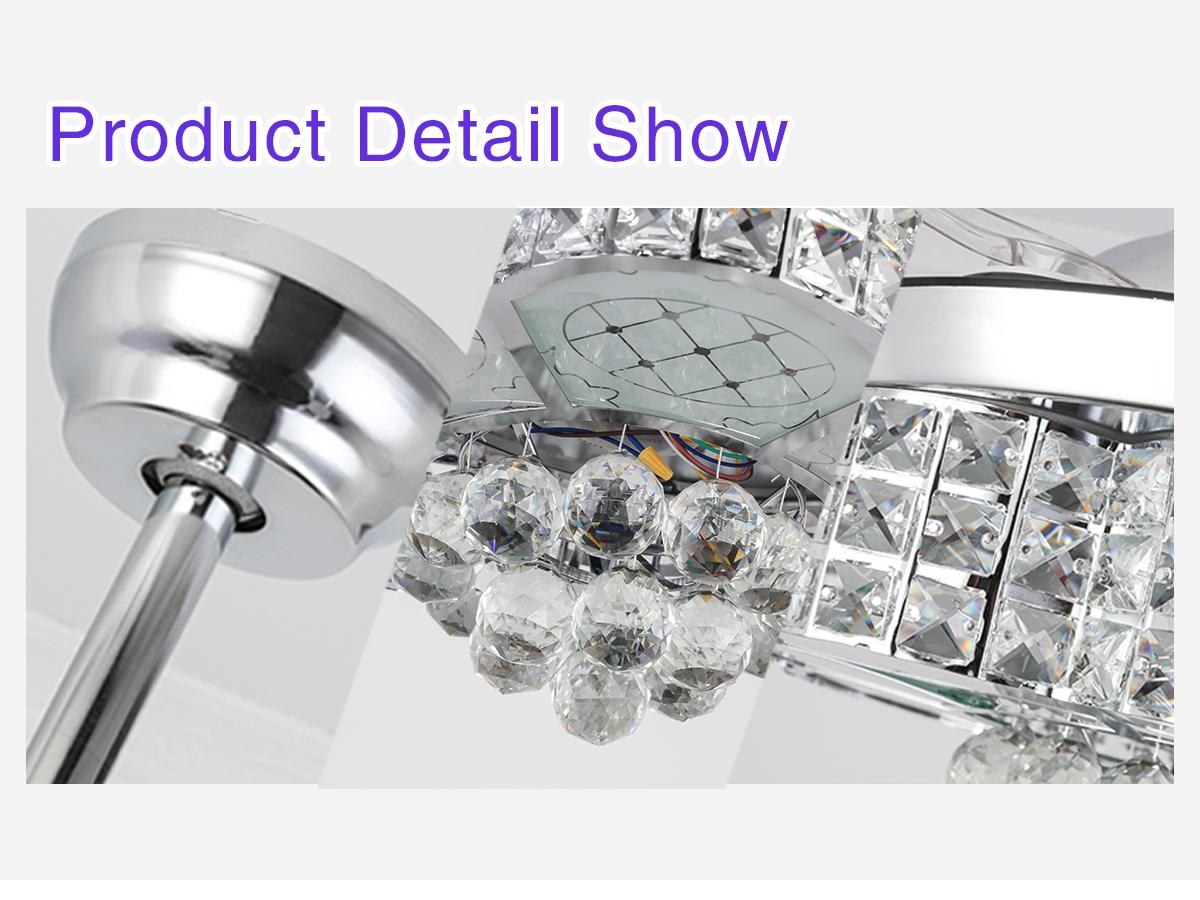 BAYSQUIRREL Retractable Crystal Ceiling Fan with Speaker,Remote/APP Control, 6 Speed Reversible RGB-LED Light,  Atmosphere Lighting Ambient Decoration Lamp, Excellent Gifts Changing Nightlight