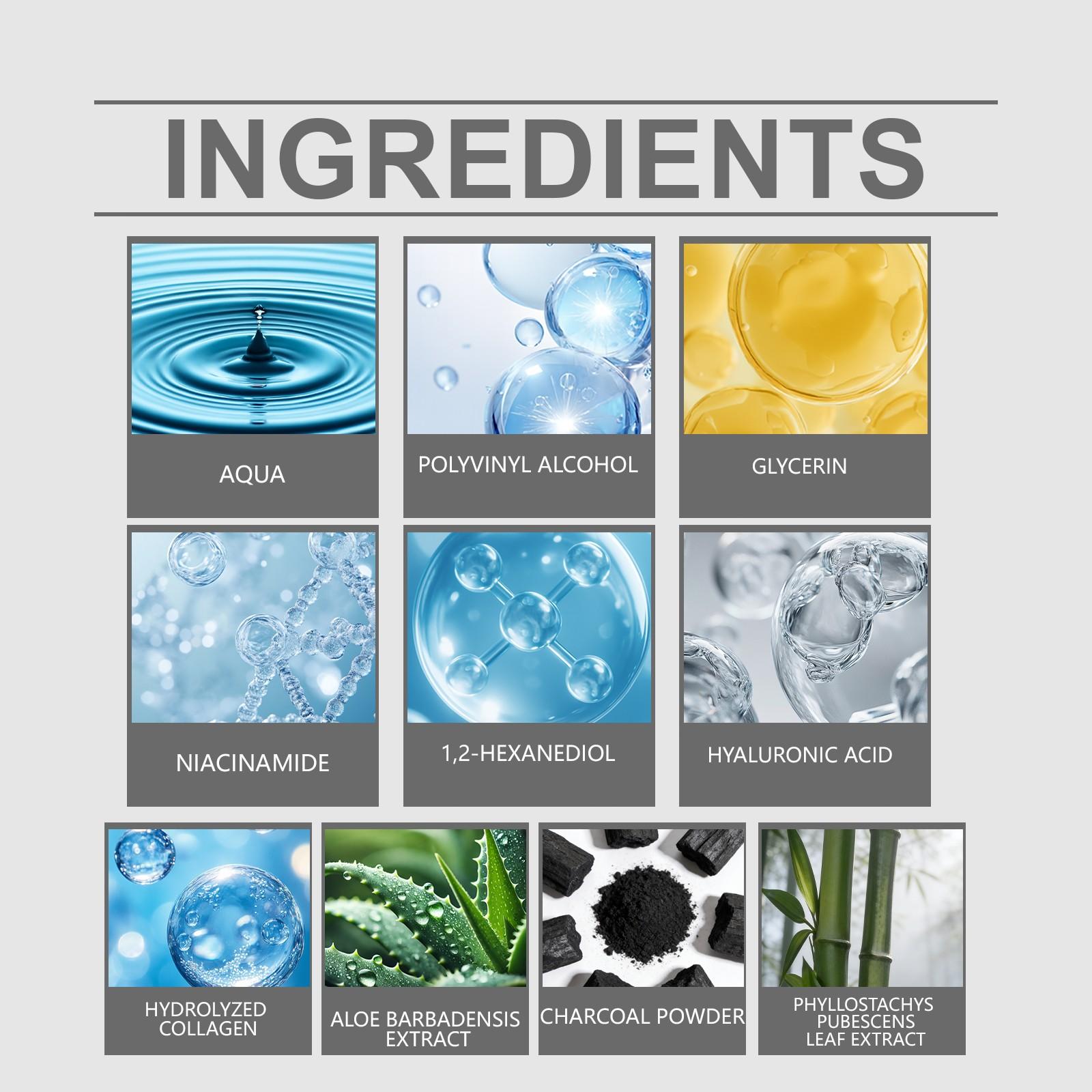 Hoygi Bamboo Charcoal Peel-Off Mask 50g, Deep Cleansing, Hydrating, Aloe Vera Ingredients, Suitable for All Skin Types, Natural Beauty Cream