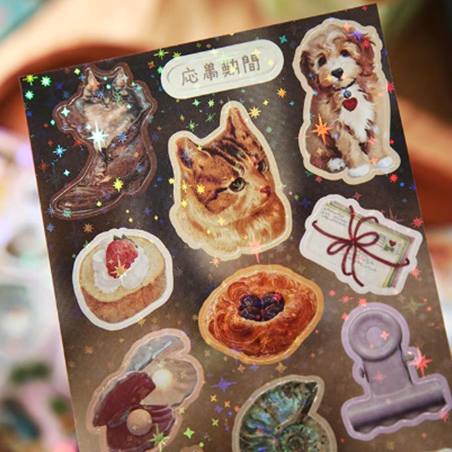 30 Sheets Sticker Book, Copper Paper Material, Cute Pet Series Cat Dog Patterns, Hand Account Decoration, Diary Phone Case Photo Frame Decor