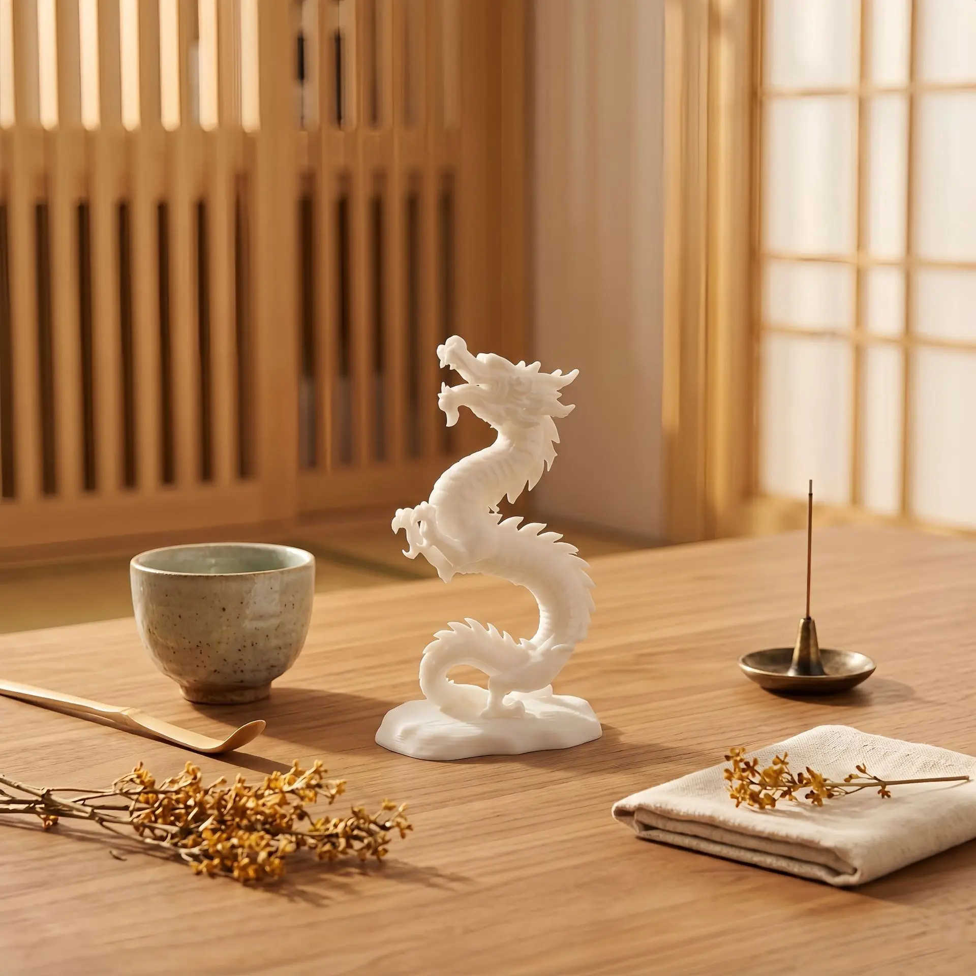 Stylish Dragon King Sculpture Ornament, Home Office Desktop Decor, Feng Shui Lucky Dragon Decoration, Elegant Desk Accessory