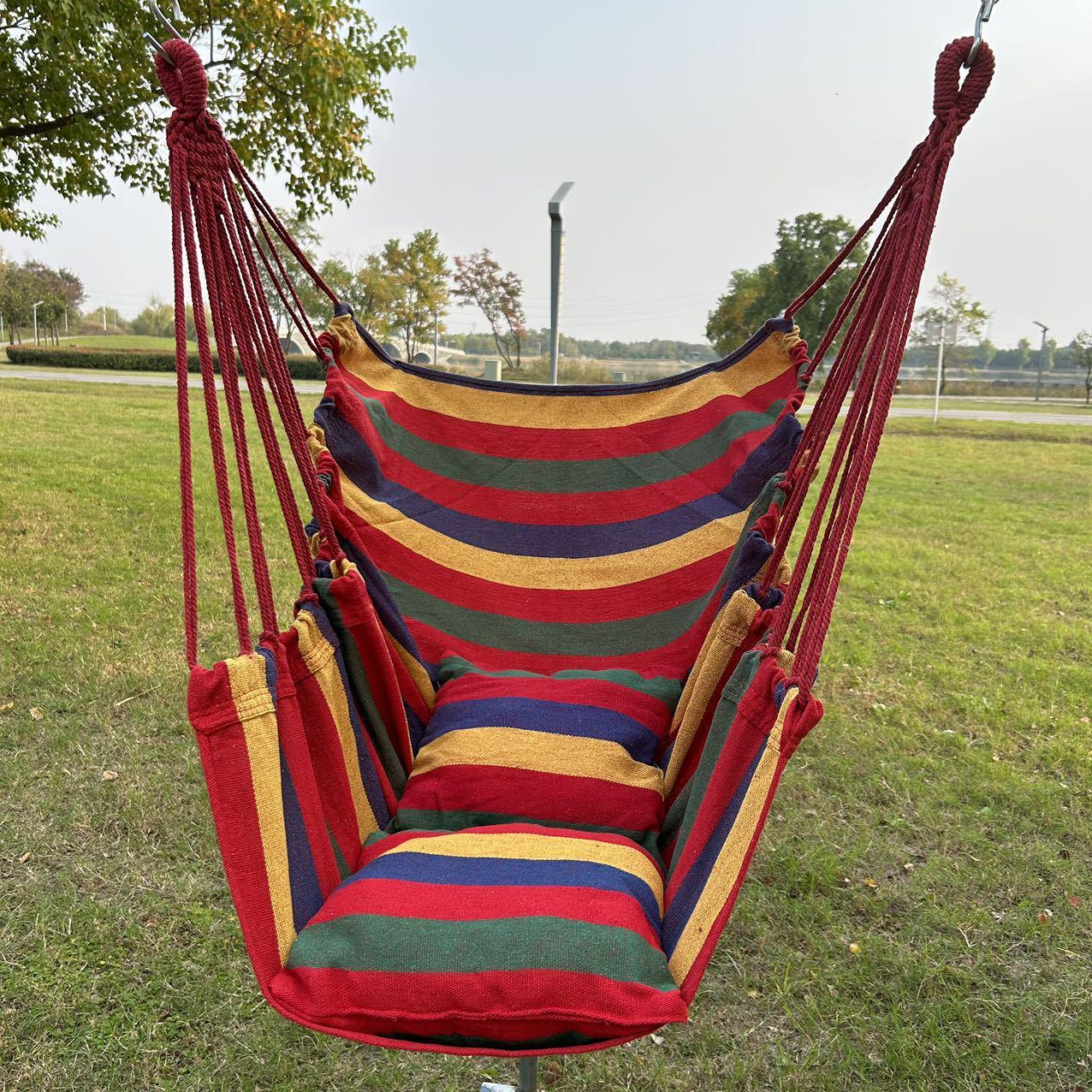 1pc Hanging Bed Swing Seat, Foldable Hammock Chair, Colorful Striped Comfortable Swing Chair, Best Camping Gear Outdoor