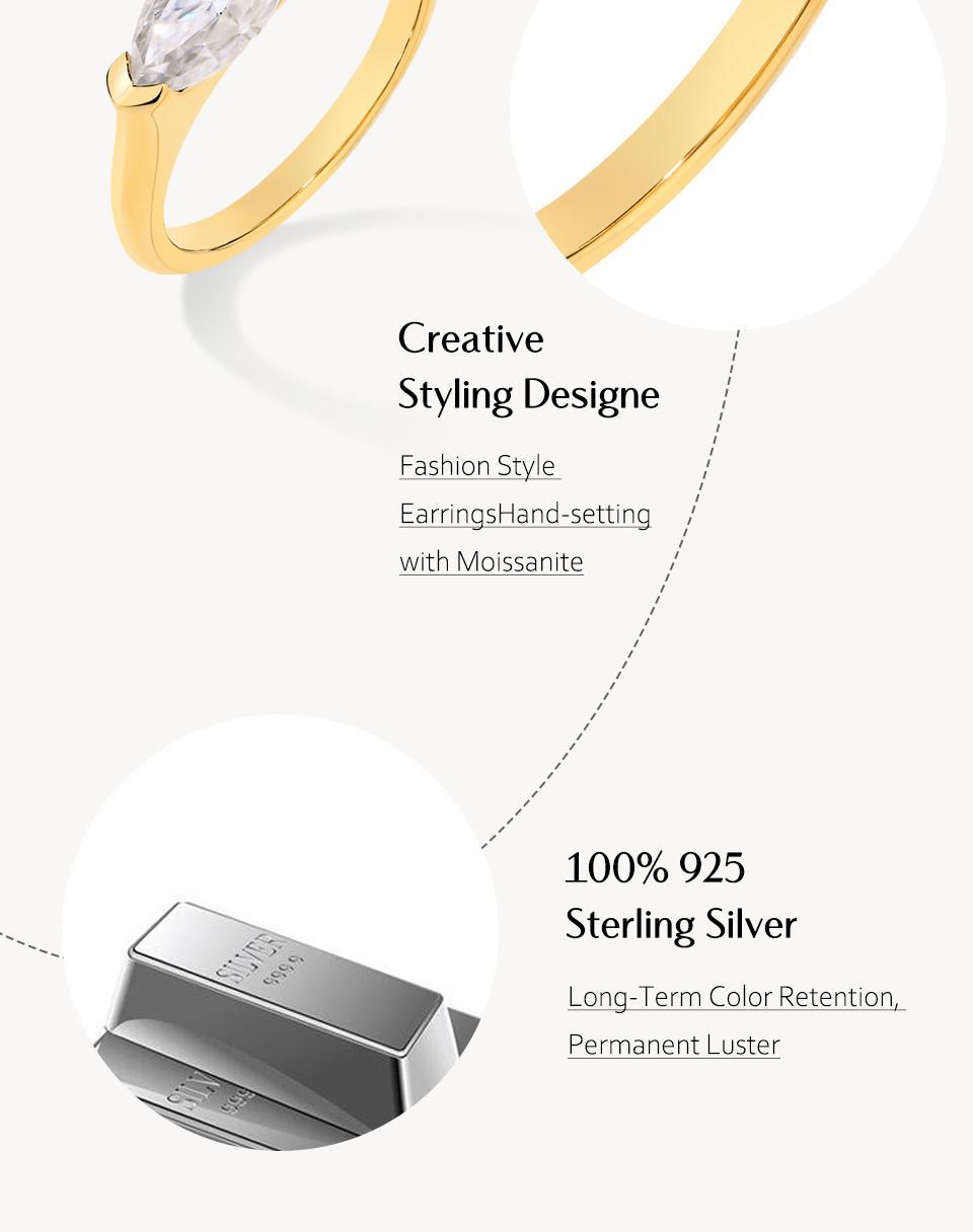 1CT Marquise Shape Synthetic Moissanite Ring 925 Sterling Silver Rings Daily Wear Birthday Present Fine Jewelry R135 SpringStatements