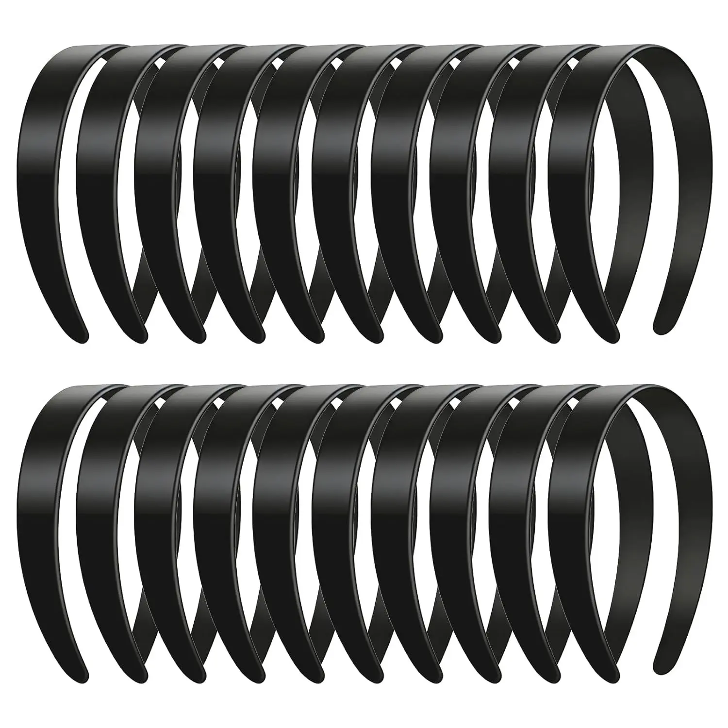 24 PCS Black Plastic Headbands, 1 Inch Wide No Teeth Hair Bands for Girls & Women, Blank DIY Plain Headbands for Crafts