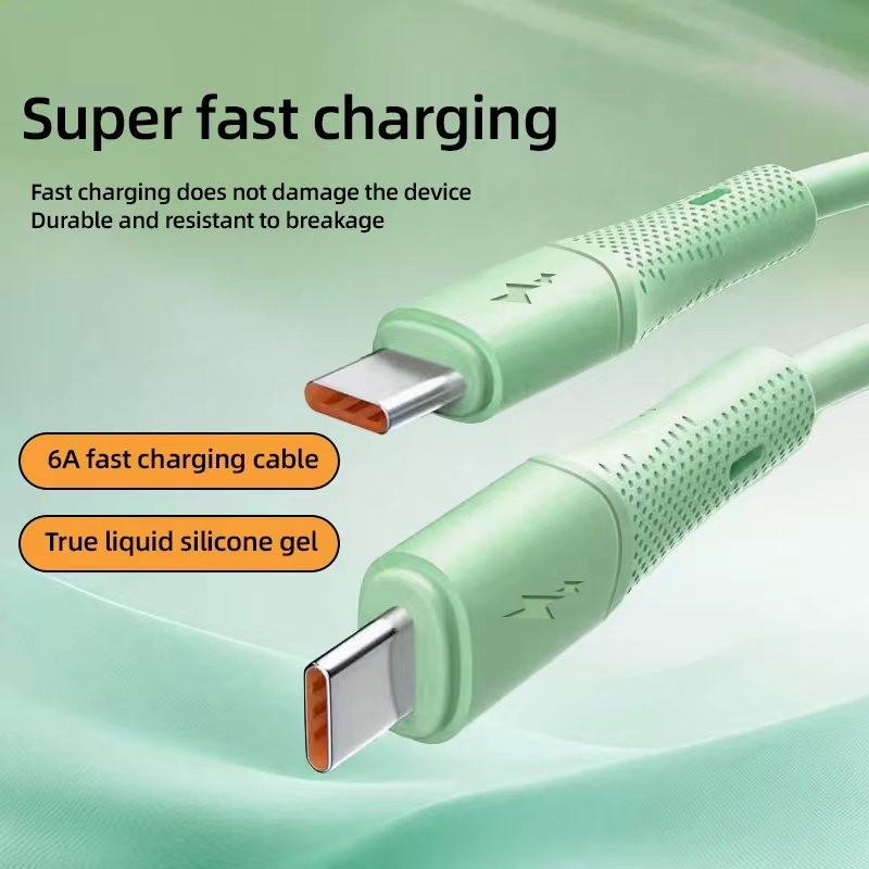 60w Dual Type-C Fast Charging Cable, Liquid Silicone Quick Charge Line for iPhone 17/16/15 Series, Samsung Xiaomi Huawei Phones