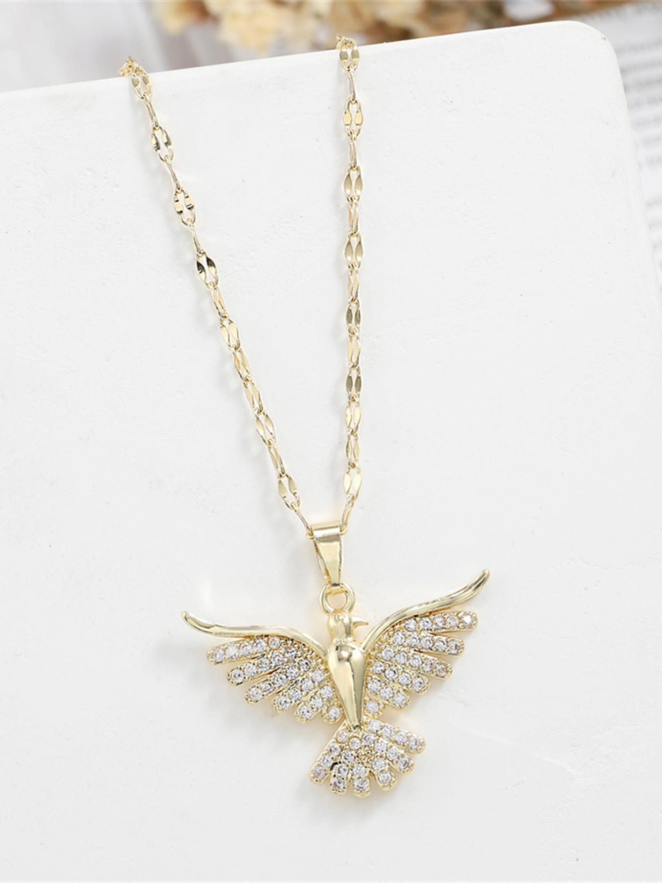 Elegant Full-Diamond Eagle Party Necklace for Women, Versatile High-End Collar Chain Jewelry, Trendy Lockbone Pendant Accessory