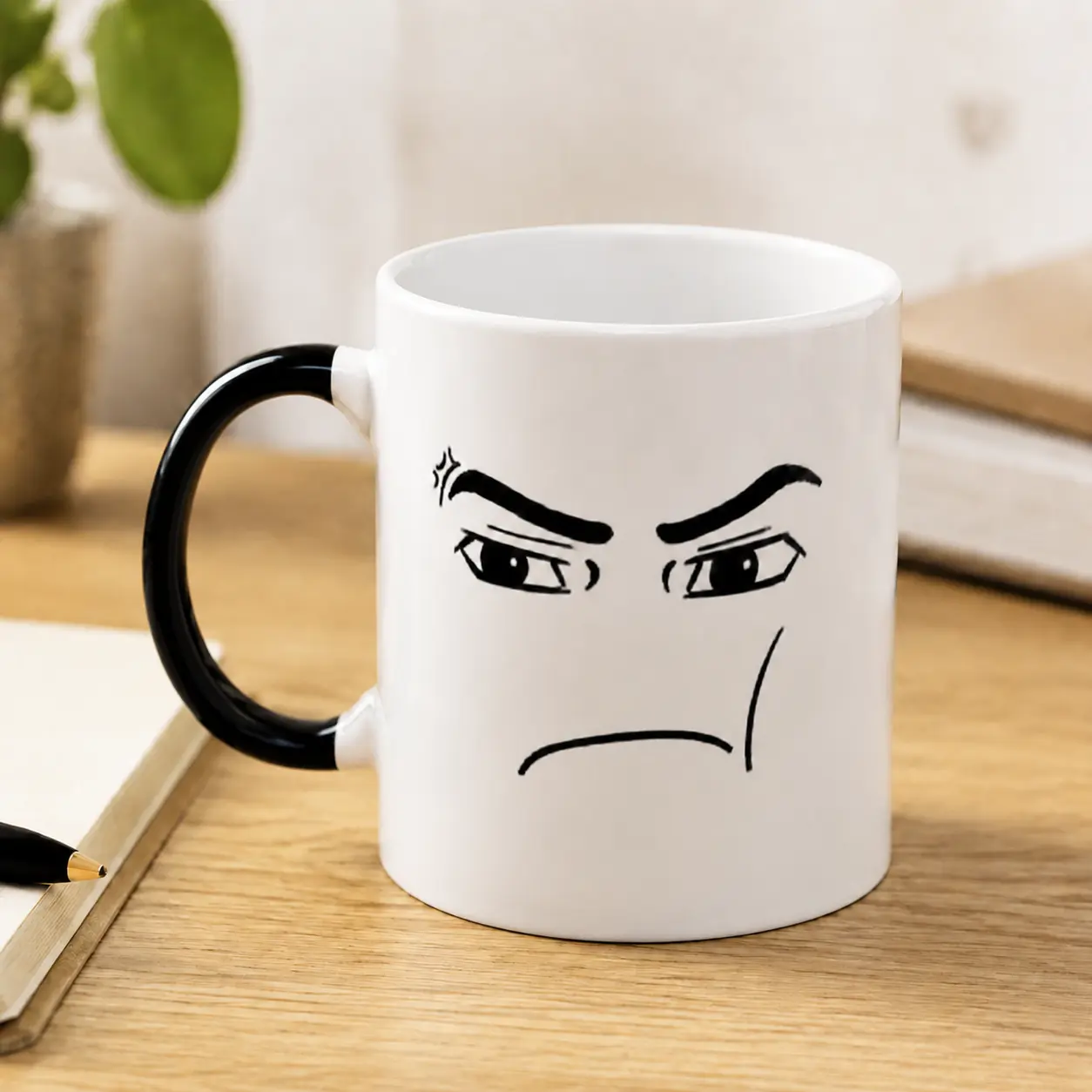 Funny Face Mug 11oz, Color Handle Ceramic Coffee Mug, Double Sided Printed Meme Cup, Viral Funny Expression Mug, Gamer Gift, Coffee Lover Gift, Novelty Coffee Cup