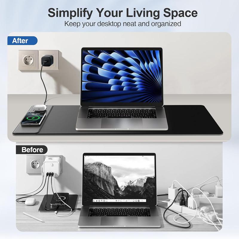 Wireless Charging Mouse Pad, 31.5"x15.8" Large Gaming Desk Mat with 15W Fast Charging, Ultra-Smooth Surface, Non-Slip Base, Waterproof Mousepad Keyboard Pad for PC, MacBook, Laptop