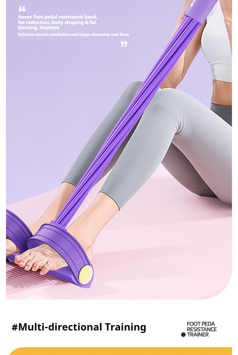 6-Strand Heavy Duty Abdominal Crunch Fitness Equipment – Leg & Core Workout, Sit-Up Assist, Home Gym Exercise, Non-Slip Foot Pedal & Resistance Bands (Portable)