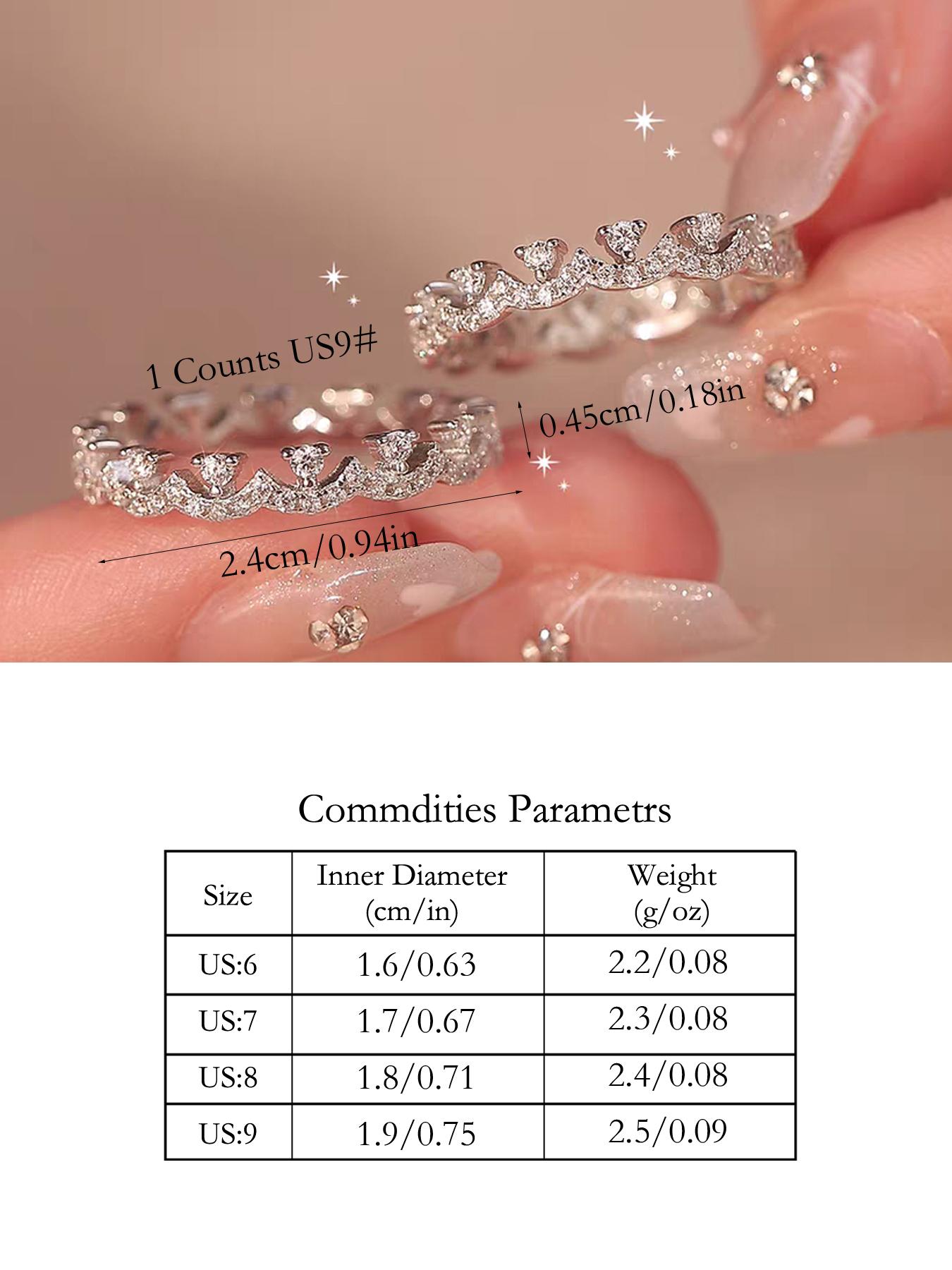 Premium Crown Ring with Artfully Set Artificial Zirconia, Stunning for Both Solo and Layered Wear, Perfect for Weddings, Parties, or Daily Occasions, an Ideal Valentine's Day Gift, Stackable Rings