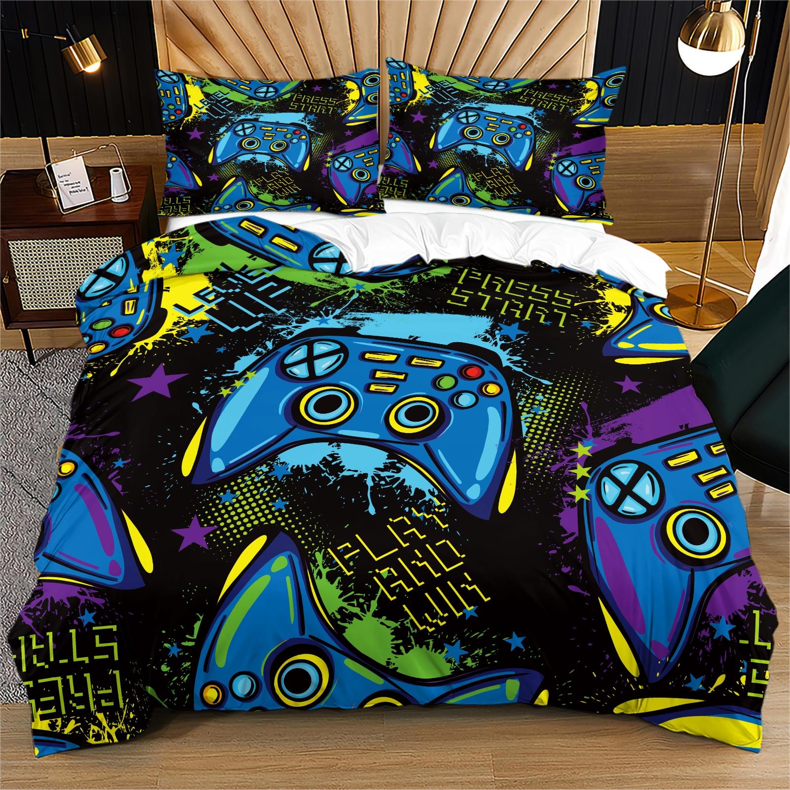 Game Controller Pattern Duvet Cover Set, Soft And Durable Bedding Set, Including 1 Duvet Cover And 1 Or 2 Pillowcases, Without Cotton Core, Suitable For Gaming Room Gifts, Bedroom Decorations