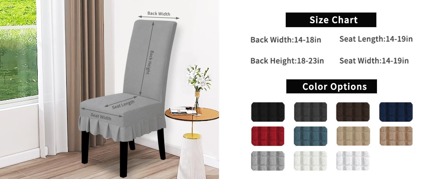 Easy-Going Dining Chair Covers of 4/6/8, Stretch Parsons Chair Slipcover with Skirt, Solid Chair Cover for Dining Room Restaurant Banquet, Kitchen, Homedecor