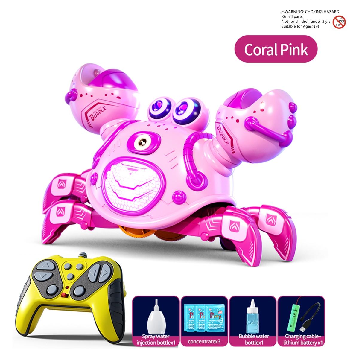 2.4g Remote Control Crab Toy with Music, 360 Degree Rotation, Interactive Bubble Toy, Colorful Lights, Birthday Gift for Kids Ages 8-10