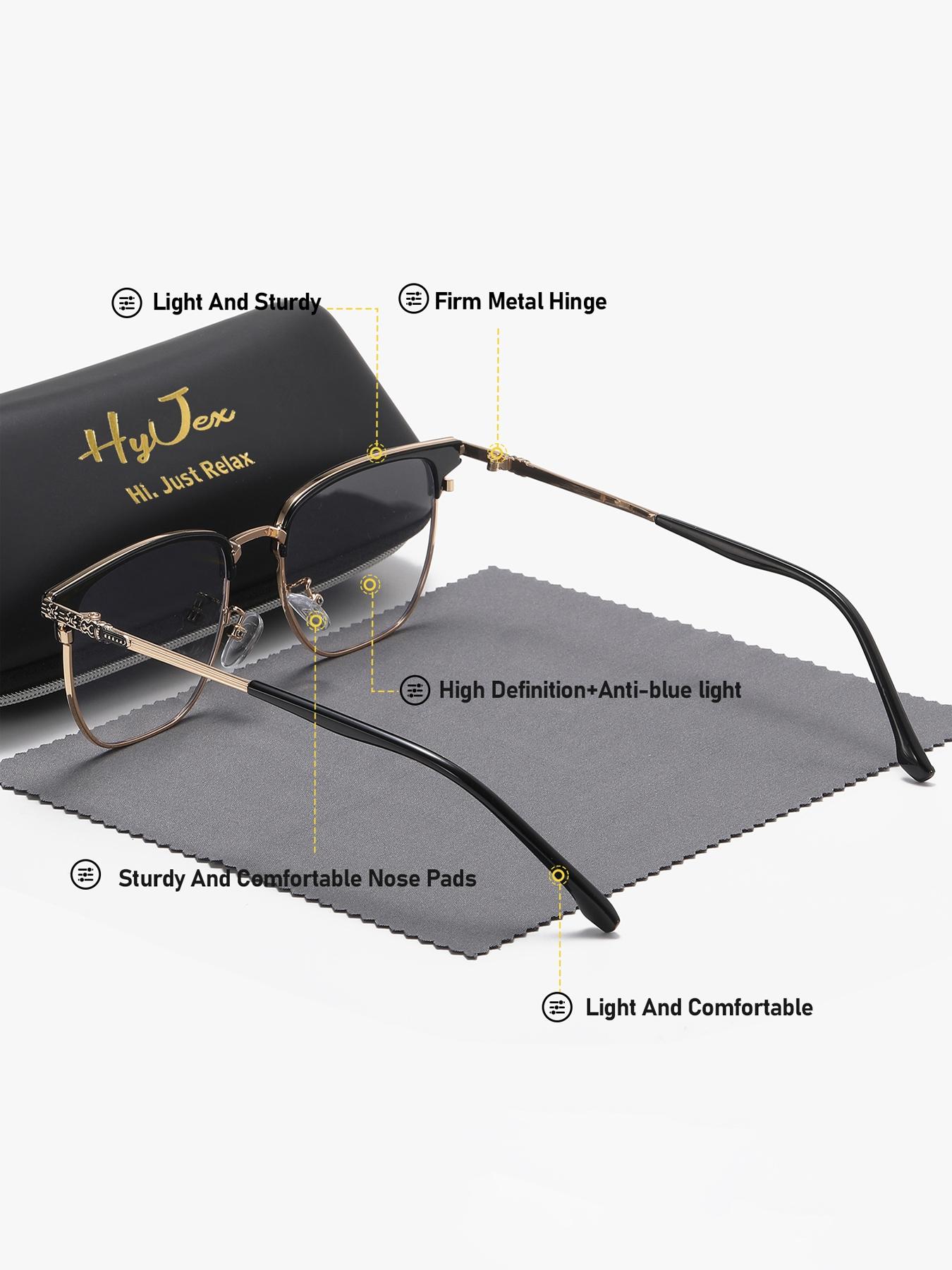 HyJex 1 Piece Unisex Full Frame With Wharp Lines Plaon Glasses Show Intellect Square Frame Plaon Glasses