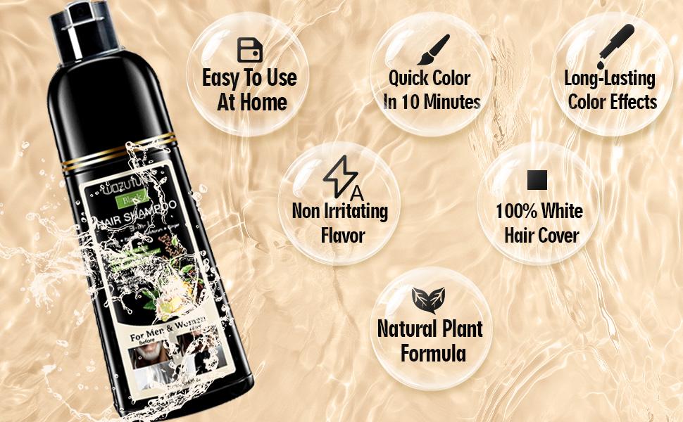 200ml 3-in-1 Black Hair Dye Shampoo Herbal Formula with Ginseng Covers Gray Hair Natural Plant Haircare Hair Mousse Conditioner Gentle