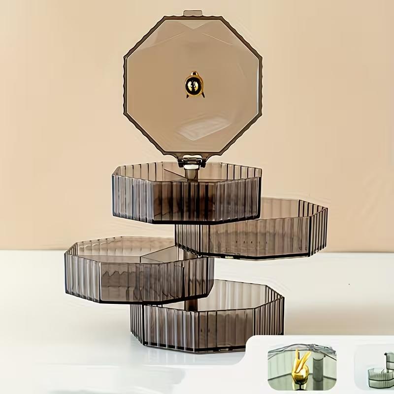 High-End Rotating Jewelry Organizer Box, Elegant Necklace Earring Storage, Multi-Layer Jewelry Case, Stylish Handheld Accessory Box