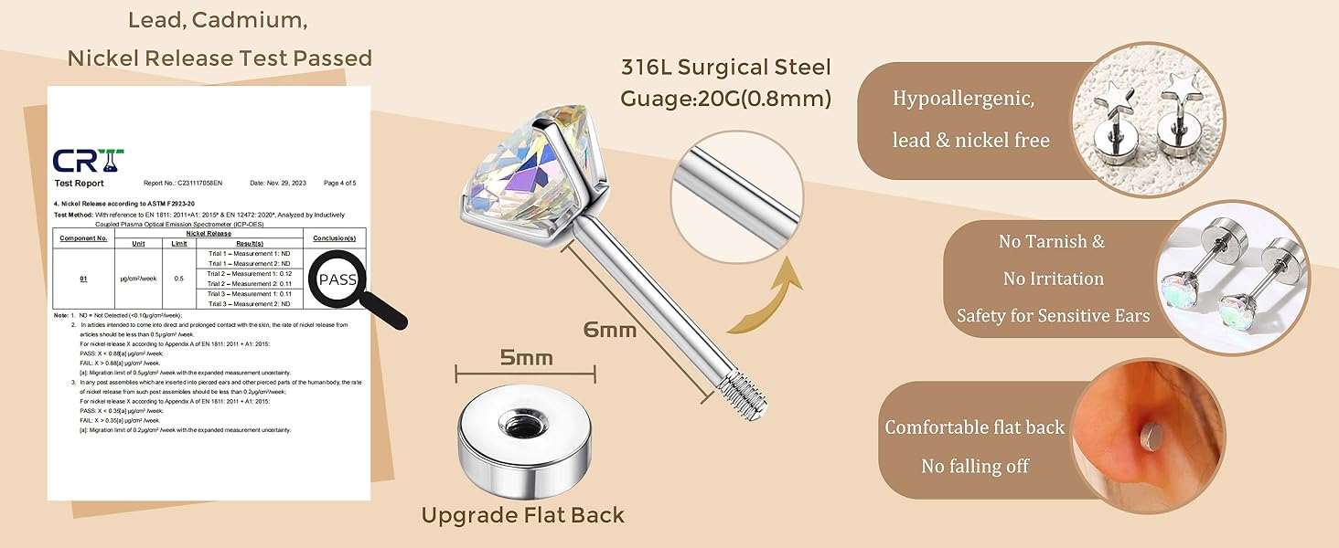 CASSICEA 21Pairs Hypoallergenic Flat Back Stud Earrings for Women Men Surgical Stainless Steel Earrings for Sensitive Ears Cartilage Earring Small Studs Earrings Set Stacks Screw Back Earrings Piercing CASSICEA 21Pairs Hypoallergenic Flat Back Stud Earrings for Women Men Surgical Stainless Steel Earrings for Sensitive Ears Cartilage Earring Small Studs Earrings Set Stacks Screw Back Earrings Piercing