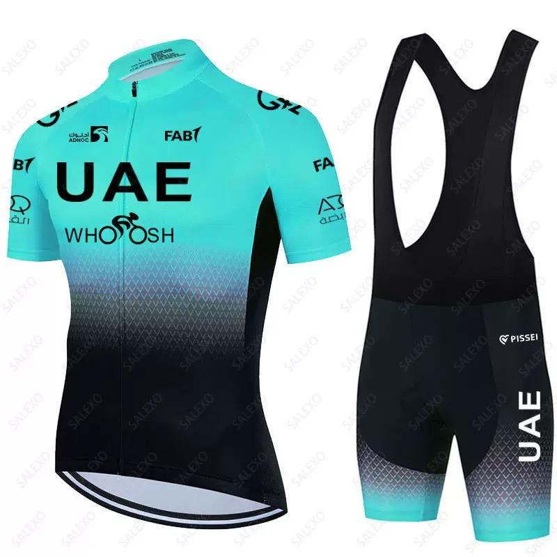 Men's outdoor cycling road bike UAE cycling set - breathable cycling shirt with three rear pockets, cycling shorts, quick-drying men's cycling top and shorts set