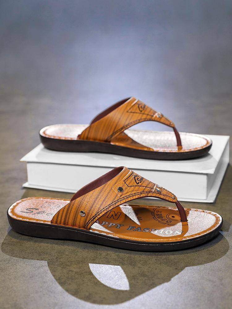 Men's Flip Flops, PVC Non-Slip Wear-Resistant Outsole + Breathable Upper, Summer Outdoor Casual Slippers
