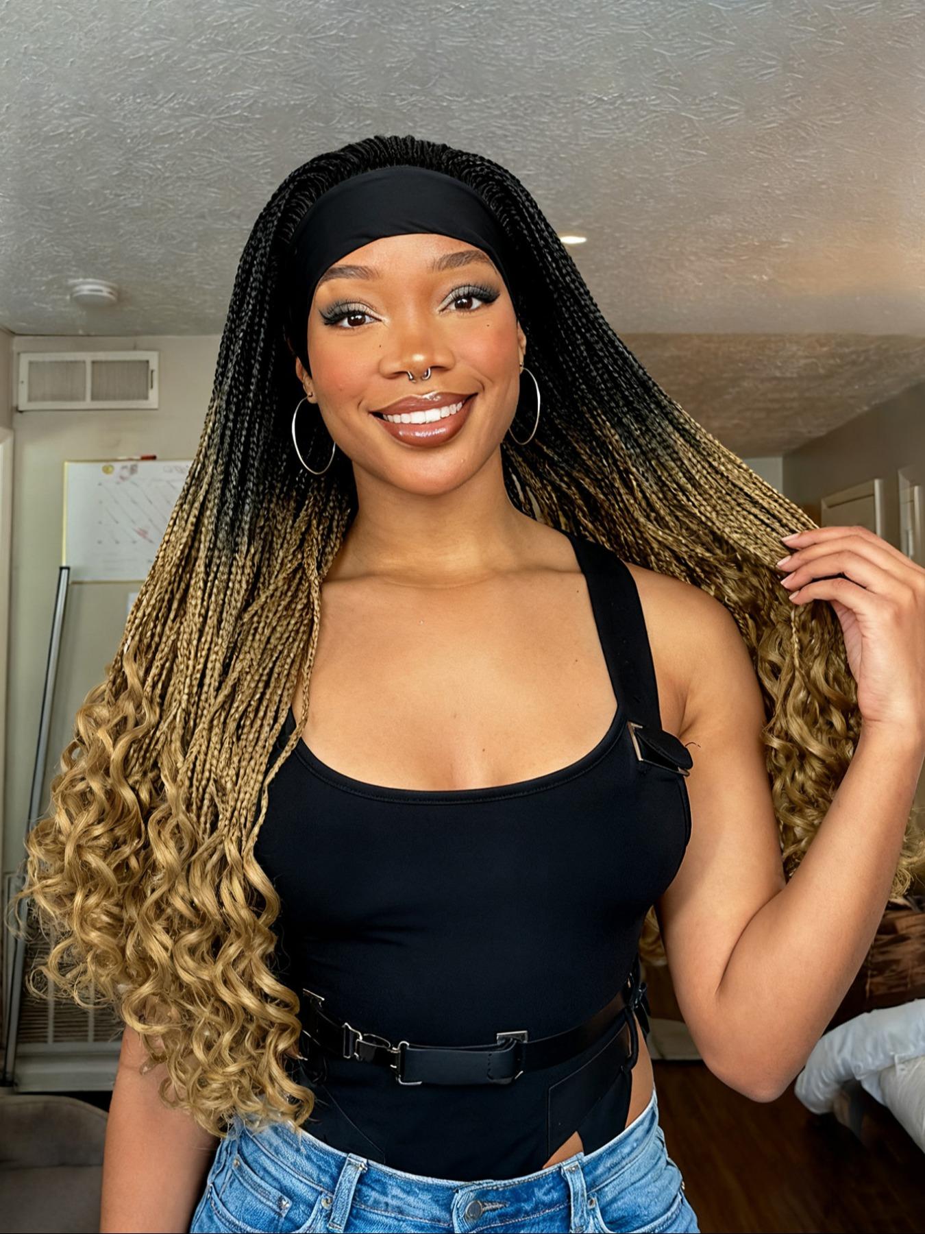 Fashion Ice Silk Braided Wig, Long Fine Cornrow Wave Tail, Easy Wear Daily Use, Stylish Artificial Hair Extension