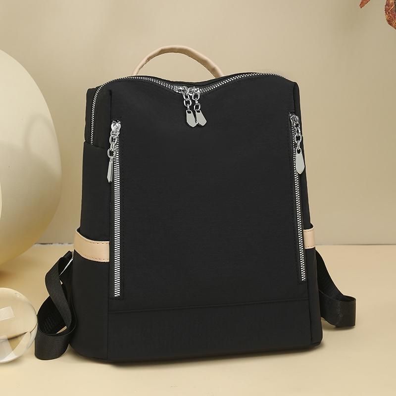 Women's Anti-Theft Backpack, Geometric Patchwork Design, Large Capacity Waterproof Bag, Casual Style for All Seasons