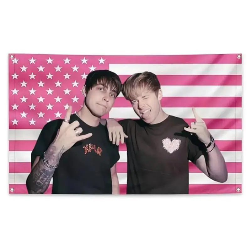 Sam And Colby Classic Strong Synthetic Flag, 3x5 Ft Blush Pink American Funny Tapestry with 4 Grommets, Multi-Size, Bedroom Wall Decor, Girl Room Decor, Picnic Mat Use, Gentle Wash, Indoor-Outdoor Decoration
