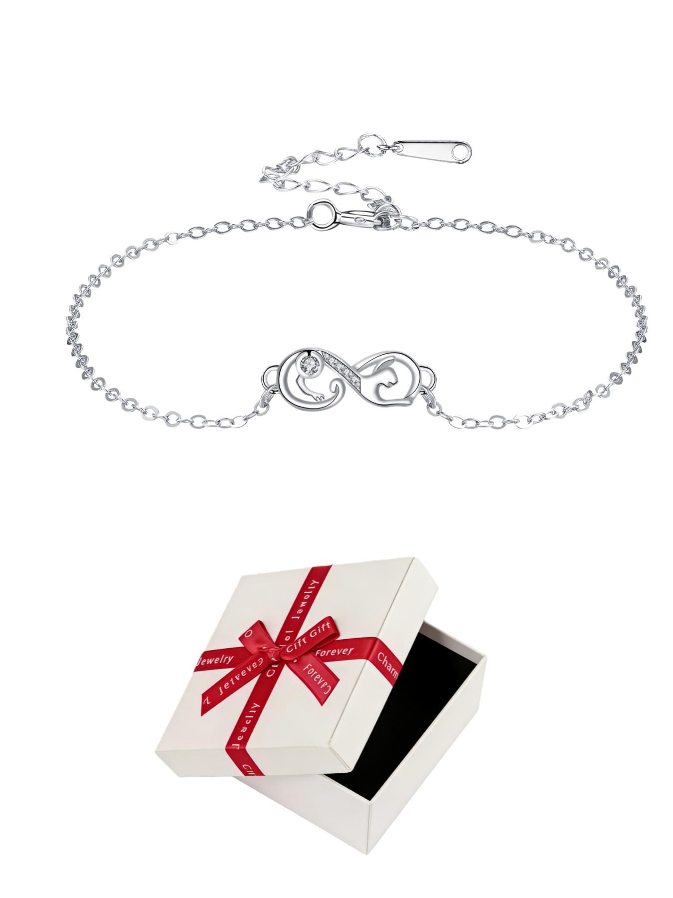 Infinite Cat Fun · Eternal Bracelet Cat & infinity symbol bracelet, luxury niche premium jewelry.Paired with a surprise double-door preserved rose jewelry gift box.Ideal gift for birthdays, Mother’s Day and Valentine’s Day.