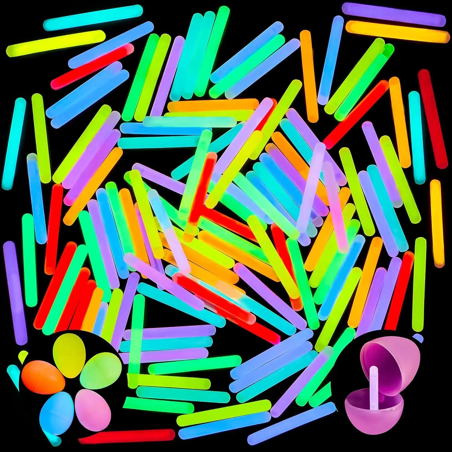200 Mini Glow Sticks(1.7"), 8 Colors, Small Glow in The Dark for Easter Eggs Party Favors,Easter Basket Stuffer Party Pack, Weddings Classroom Decorations Prizes