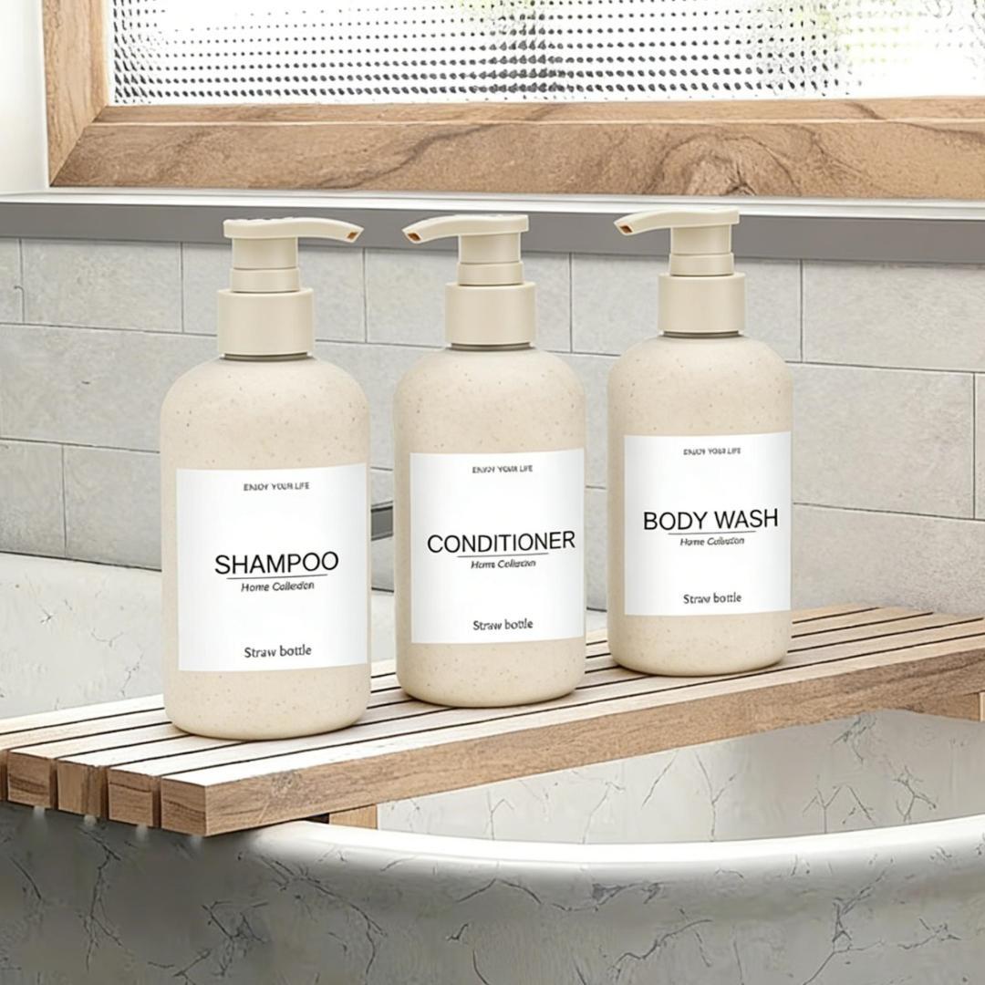 Reusable Shampoo Pump Bottle Set, Suitable for Shower Gel, Empty Hair Care Products Dispenser Kit, Bathroom Accessories Reusable Shampoo Pump Bottle Set, Suitable for Shower Gel, Empty Hair Care Products Dispenser Kit, Bathroom Accessories