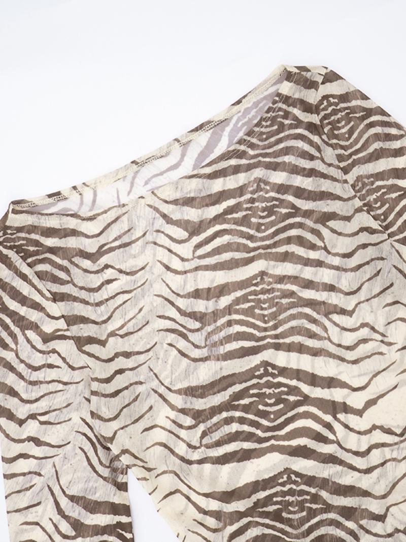 Women's Fashion Zebra Print Lightweight Loose T-Shirt Top, Casual Spring & Fall Wear, Versatile Ladies' Clothing