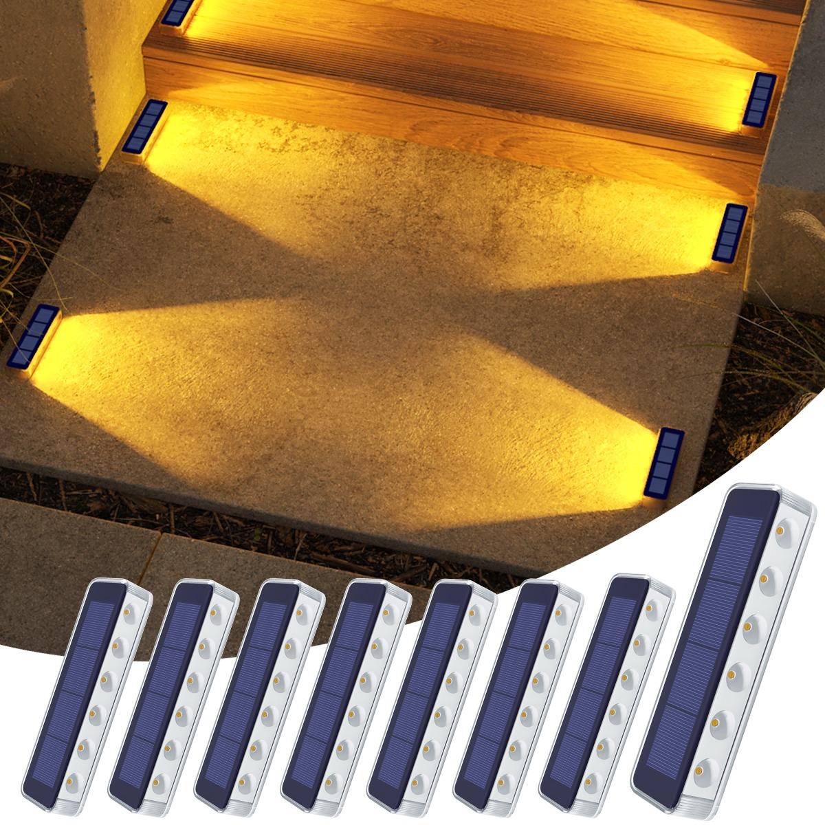 Solar Pool Lights, Waterproof IP68 Outdoor Step Lamps, Auto Switch, Solar Charging, Warm & Blue Light, 2/4/6/8 Pack, High Quality