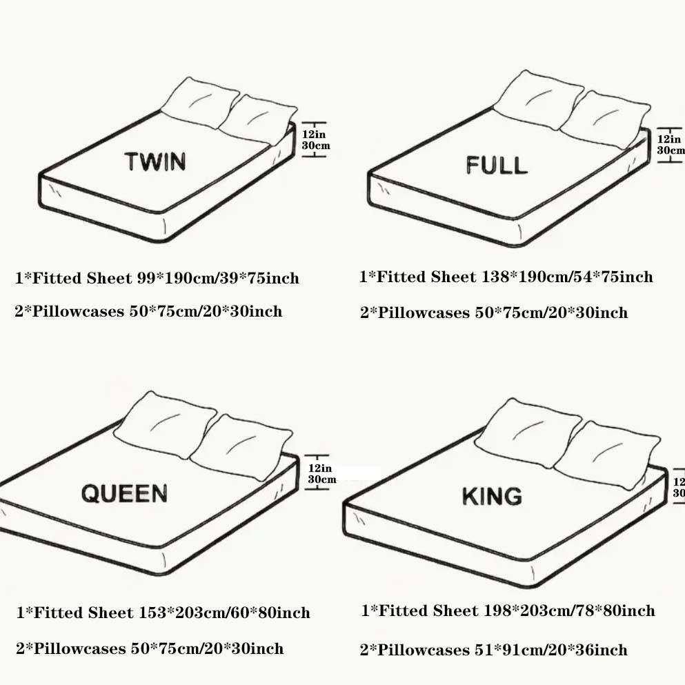 Simple Love Print Fitted Sheet Set, 1 fitted sheet + 2 pillowcases, no inserts included. Soft and comfortable bedding set, suitable for bedrooms and guest rooms, deep pocket design.