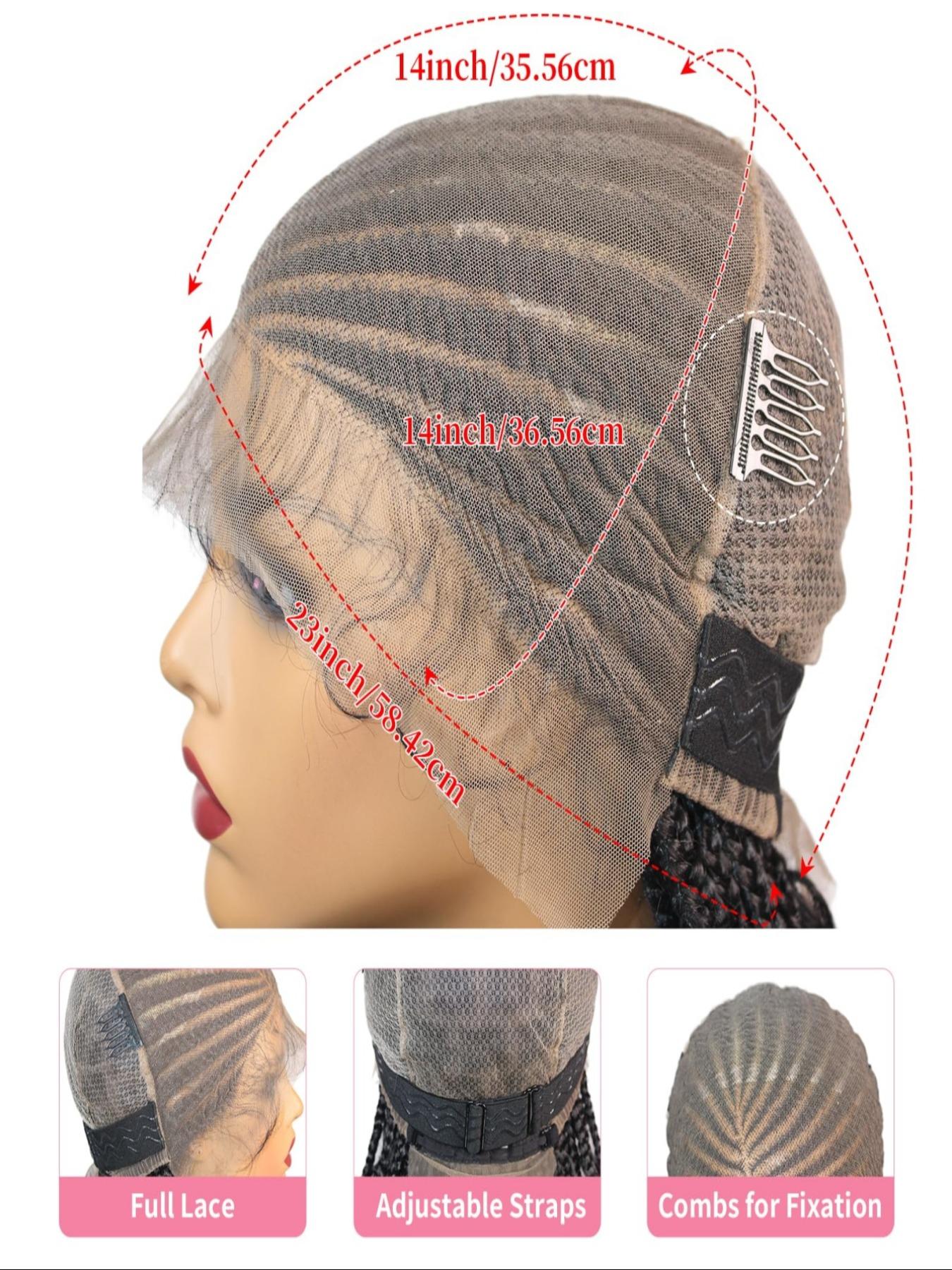 Boho Style 36 Inch Braided Wigs for Women, HD Full Lace Side Part, Synthetic Heat Resistant Fiber, Handmade Braids for Daily Wear