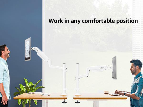 MOUNTUP Single Monitor Arm Holds 4.4-22lbs, Monitor Stand for Desk, Height Adjustable Monitors Mount for 32 27 24 22inch, Full-Motion Monitors Desk Mount with C-Clamp＆Grommet Base, MU6015W