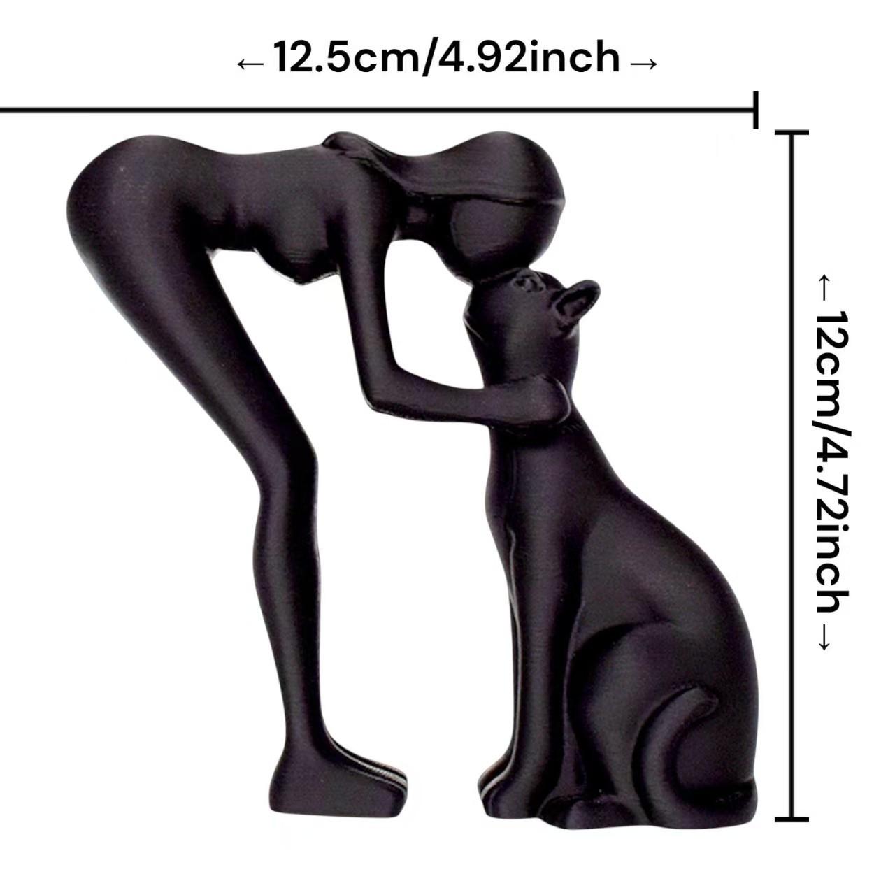 Desktop Woman Petting Cat Simulation 3D Printed Toy Decoration, Hanging Model, Festival Gift, Trendy Home Decor Item