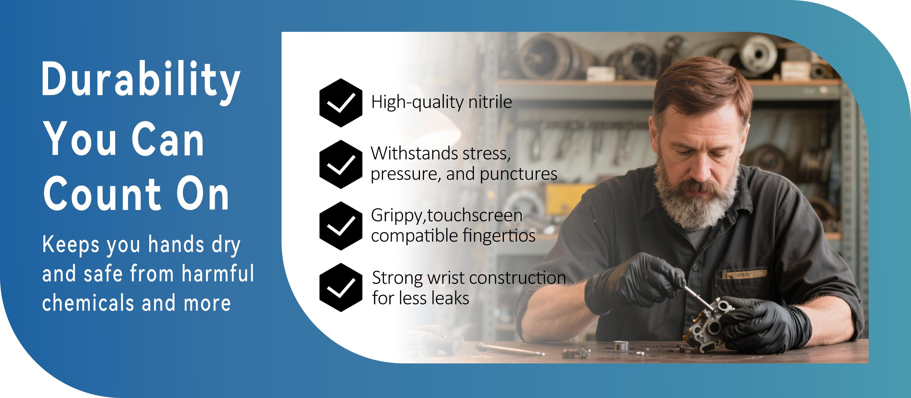 Black Nitrile Gloves, 5mil Heavy Duty Soft Disposable Gloves, 100 Count Latex Free Powder Free Reusable Gloves for Cleaning, Auto Repair, Food Processing, Tattoo, Hair Dye, Kitchen, Salon, Gardening (M-XL Sizes)