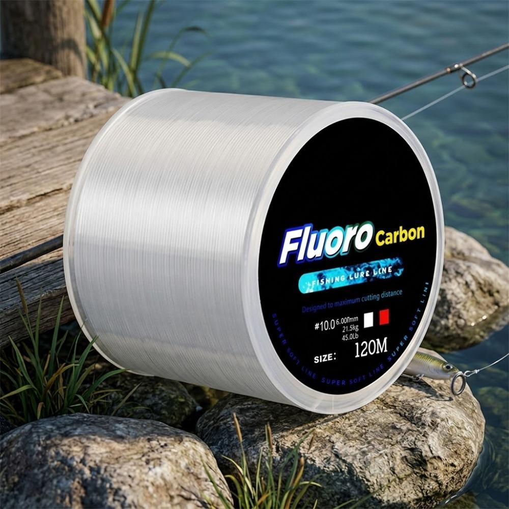High-Sensitivity Fluorocarbon Coated Carbon Leader Line 0.20-0.60mm 7.15-45LB 120m Sinking Fishing Line for Freshwater Saltwater Lure Casting Tackle Durable High-Strength