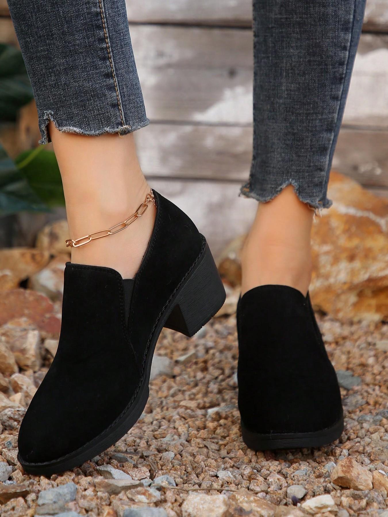 Women's Solid Color Thick Heeled Rubber Boots, New Style Casual Fashionable Round Toe Boots for Daily Wear, Comfortable Women's Shoes for Daily Wear