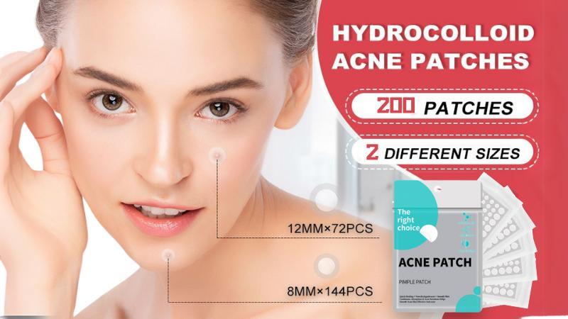 Pimple Patches for Face, Hydrocolloid acne Patches, 2 Size 180 Count Acne Patches, Spot Stickers with Salicylic Acid, Tea Tree Oil & Calendula Oil