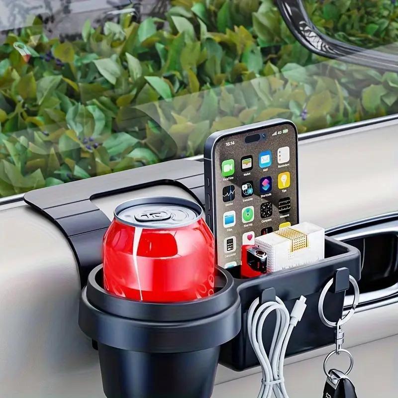 Car Door Side Storage Box, Multi-Functional Hanging Organizer with Cup Holder, Phone Slot, Card Pouch, Durable Plastic Car Accessory