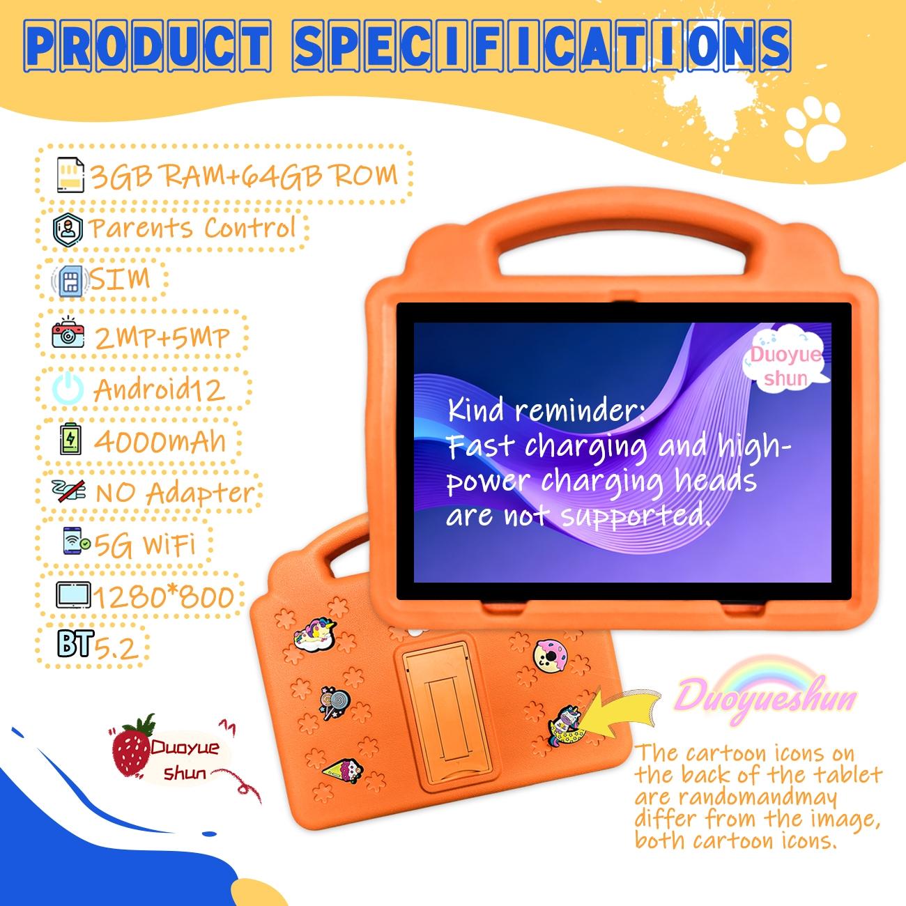 10.1 Inch HD Screen Android Tablet PC, Learning Entertainment Tablet, Dual Sim Card Support, Bluetooth-compatible & WiFi Connectivity, Ideal for Education & Entertainment