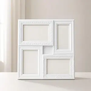 Combination photo frame, black and white two-color 4 × 6-inch PS one-piece photo frame, multi-grid splicing photo wall table, engraving, random color hair