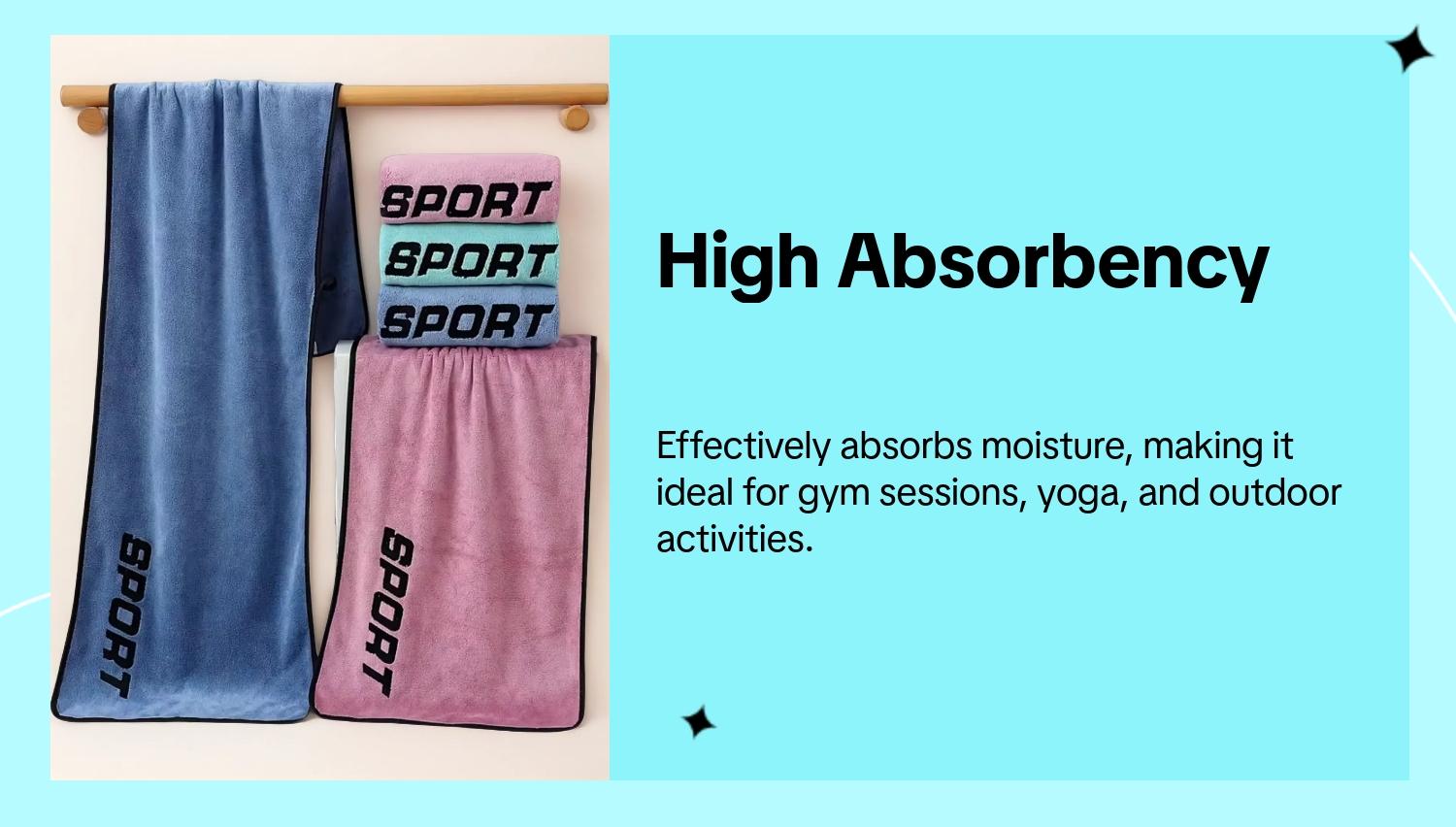 Ultra-Soft Microfiber Sports Towel for Adults, Quick-Dry High Absorbency Gym and Yoga Towel, Modern Design for Fitness Running Outdoor Activities