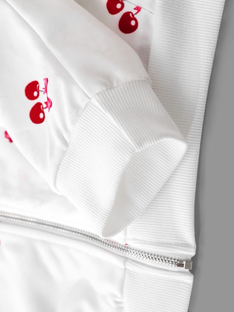 Oversized Cherry Print Zip-Up Hoodies for Women | Soft Fleece Long Sleeve Casual Hooded Sweatshirts | Loose Fit Daily Streetwear | Single Piece | White & Red Cherry Pattern Style | Graphic Hoodies Oversized Cherry Print Zip-Up Hoodies for Women | Soft Fleece Long Sleeve Casual Hooded Sweatshirts | Loose Fit Daily Streetwear | Single Piece | White & Red Cherry Pattern Style | Graphic Hoodies