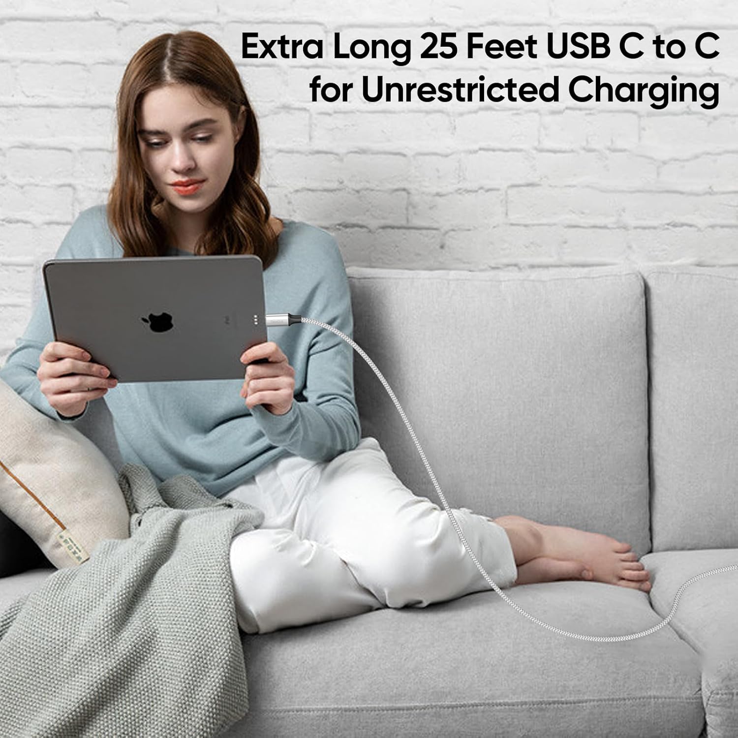 25 ft USB C Extra Long 40W Type C Cord, USBC 2.0 to USB-C Charge for 17/16/15 Android Phone Tablet Camera Cam Webcam Controller 25 ft USB C Extra Long 40W Type C Cord, USBC 2.0 to USB-C Charge for 17/16/15 Android Phone Tablet Camera Cam Webcam Controller