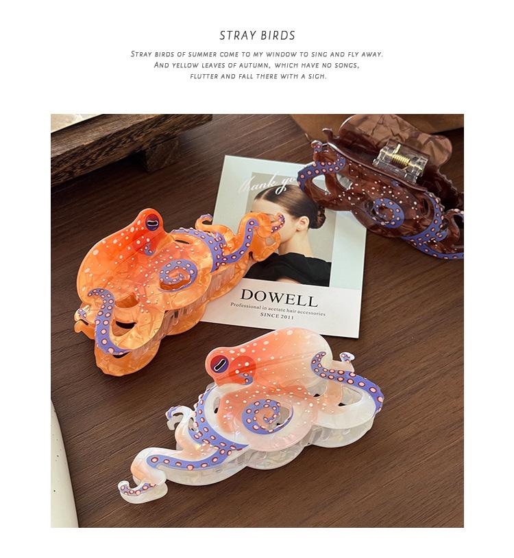 Mermaidcore Octopus Hair Claw Clip | Trendy Ocean Series Faux Acetate Hair Clip | Large Strong Hold Shark Clip for Summer