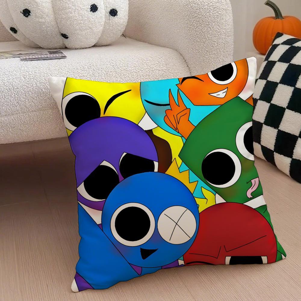 Hot Classic Horror Eerie American Video Game P-Poppy Playtime Pillow Case Anti-dustmite Pillowcase  Sofa Cushion Cover with Invisible Zipper Silky Short Plush Polyester Microfiber Fabric White Available in Standard Queen King Sizes for Home Bed Use