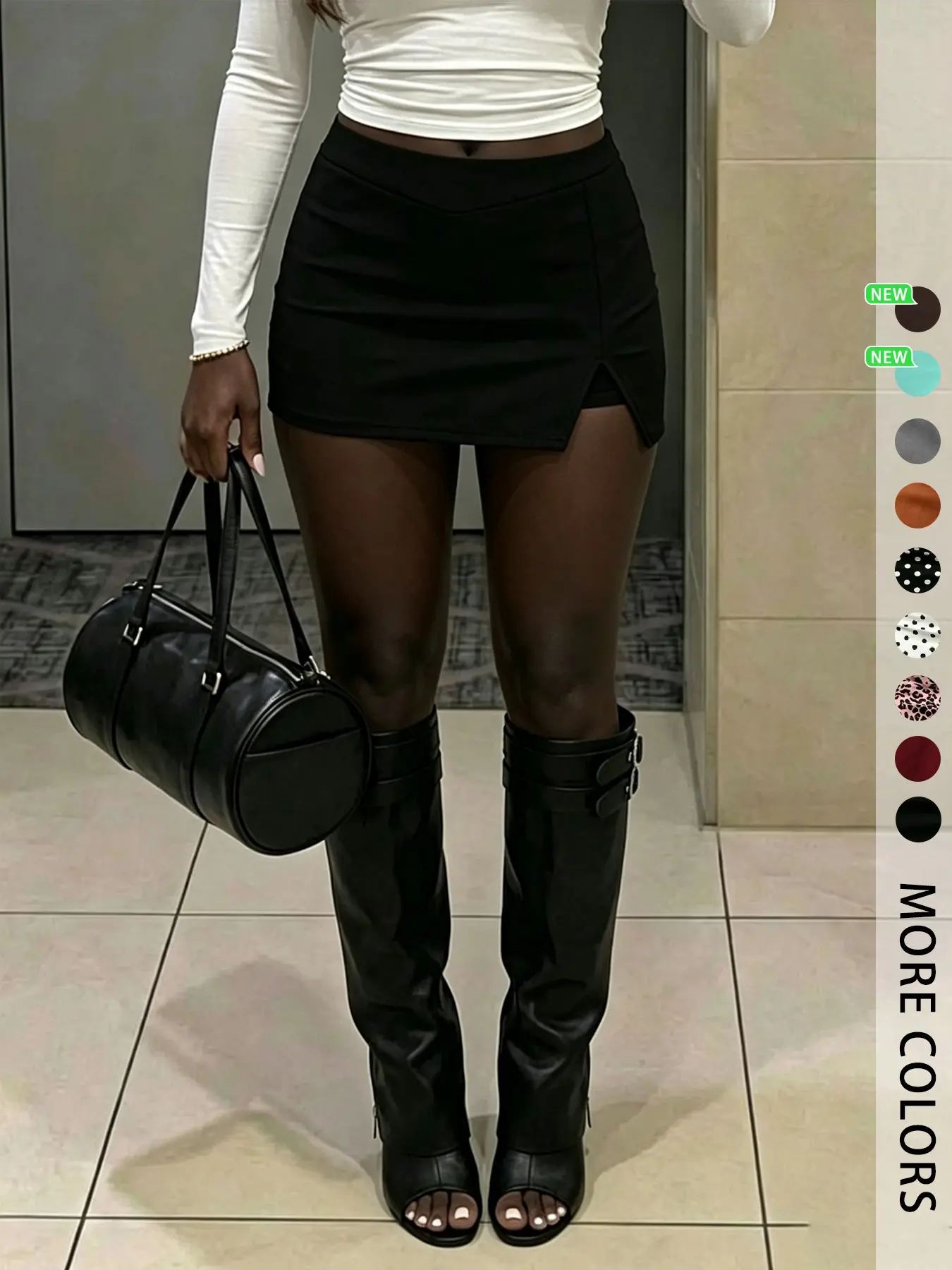 Women's High Waist Bodycon Mini Skirt With Side Slit, Made Of High-Stretch Soft Fabric, Gothic Hip-Hop Style, Ideal For Daily Wear, Club & Date Outfits