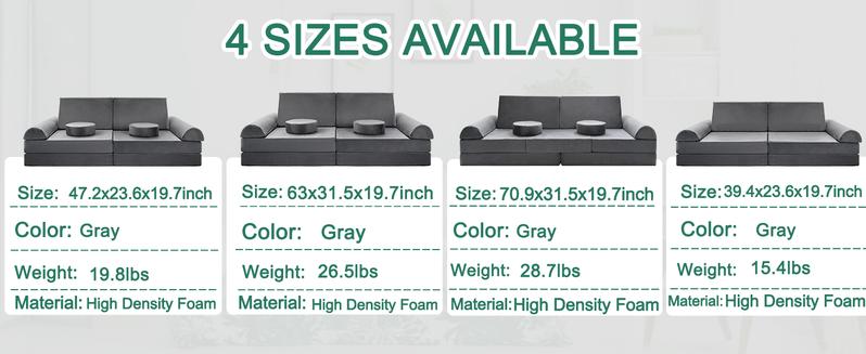 Lilypelle Kids Couch Play Set, 8/10/11PCS Modular Kids Sofa Couch Fold Out Couch Playhouse Play Set for Toddlers, Creative Couch Kids Foam Play Couch Indoor