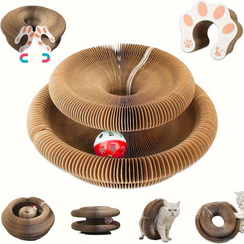 Magic Interactive Cat Scratcher Toy with Bell Ball Design, Foldable Venetian Blind Shape, Durable Cardboard, Indoor Cat Stress Relief